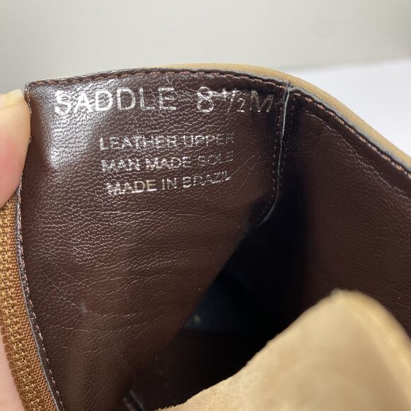 Vintage 90s Y2K Tan Square Toe Leather Heel Ankle Boots Sz 8.5 Western Hippie - Picture 8 of 9